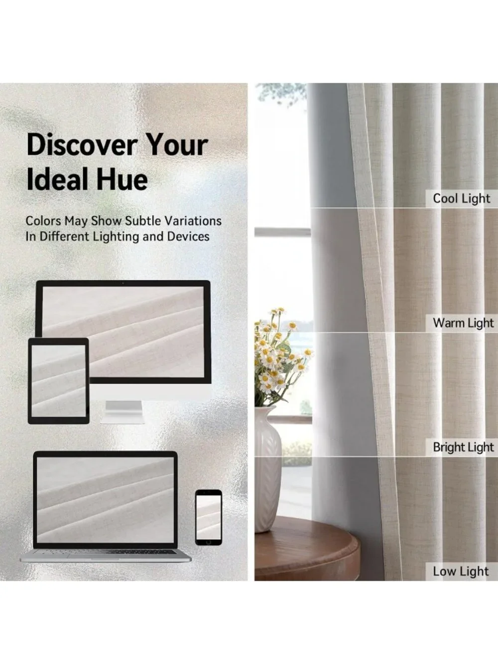 Beige Linen Textured Blackout Curtains 84
